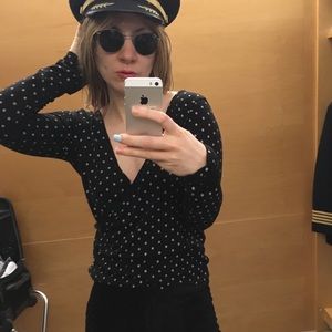Cute sexy rockabilly long sleeve polka dot shirt m